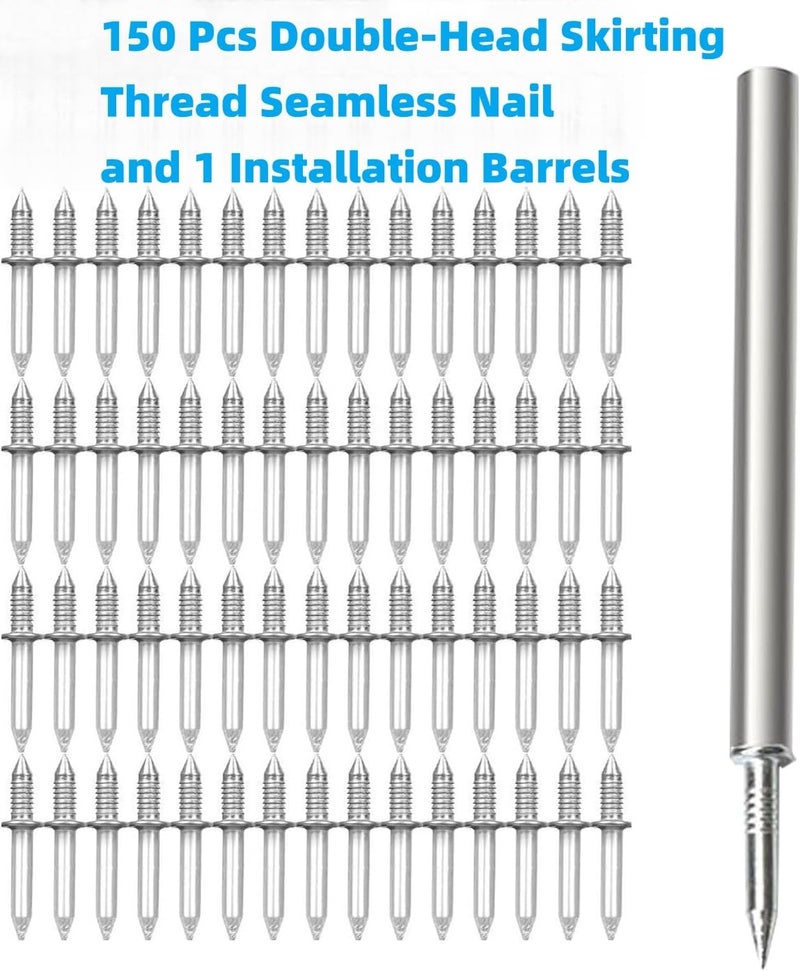 zcfochi 150pcs Double-Head Skirting Thread Seamless Nail, Non Marks Nail, Invisible Security Screw, Double Ended Baseboard Invisible Screw,Hidden Nail For Wood Veneer, With Specific Sleeve Tool (150) - Image 2